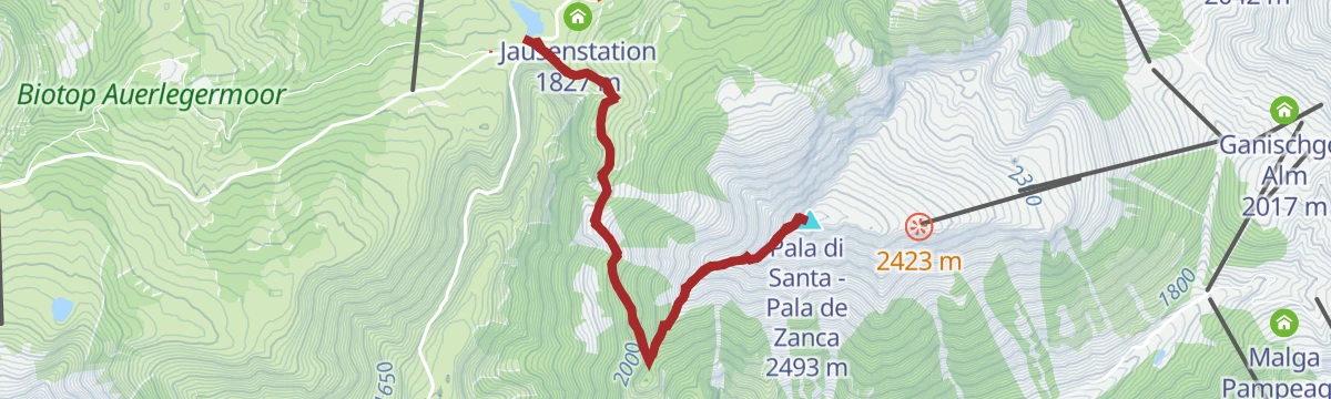Route map: Lavazè - Pala di Santa
